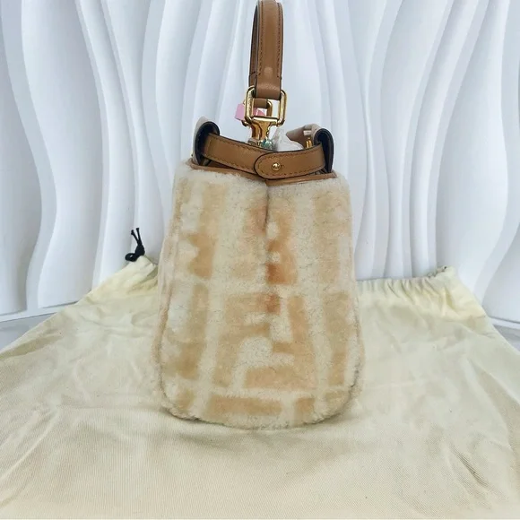 Fendi Peekaboo Shearling FF Motif Top Handle Bag - Picture 4 of 12